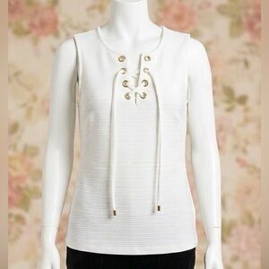 Michael Kors NWT Sleeveless Top with Gold Lace Up Detail